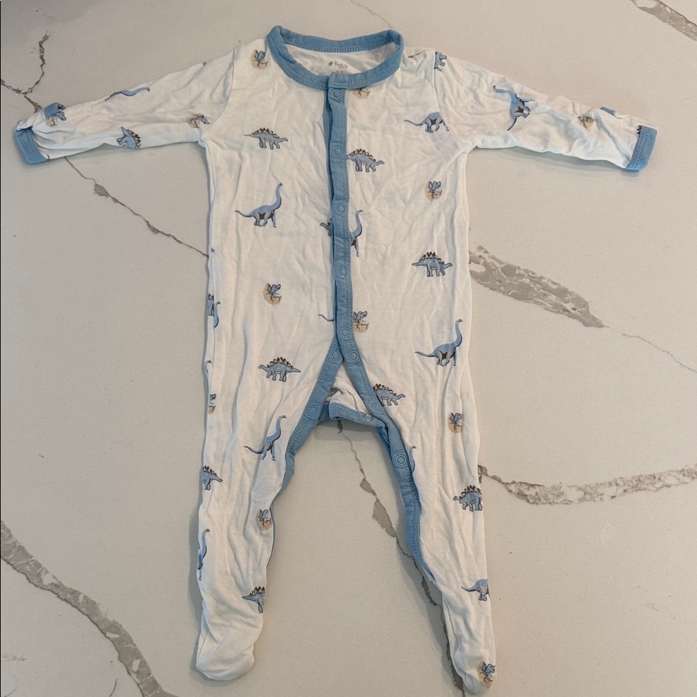 Kyte BABY White and Blue Dinosaur Kids Footie